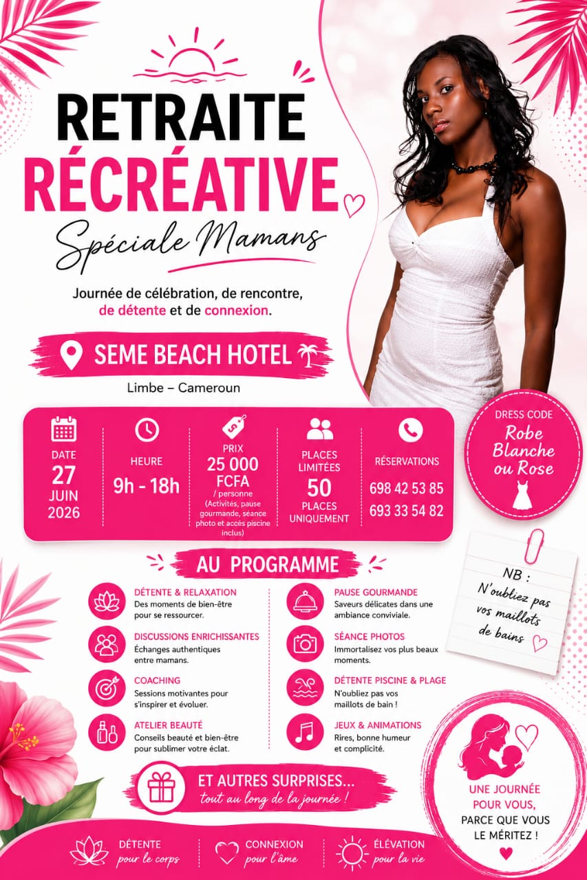Affiche de la Retraite Récréative Spéciale Mamans à Seme Beach Hotel